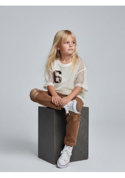 Zekids Kız Çocuk File Detaylı İç Bodyli İkili Bluz-17198 Krem