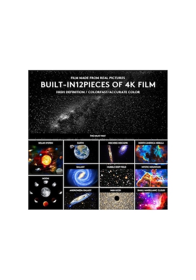 Planetaryum Galaksi Projektörü Gece Lambası - 12 Adet Full Hd Uzay Projeksiyon Diski, Ayarlanabilir Konsantrasyon Uzu