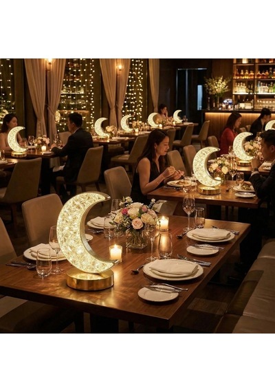 Hilal Ay Model Kristal Led Masa Lambası Dokunmatik, 3 Renk Işık Modlu, Şarjlı Mini Dekoratif Gece Lambası Beyaz