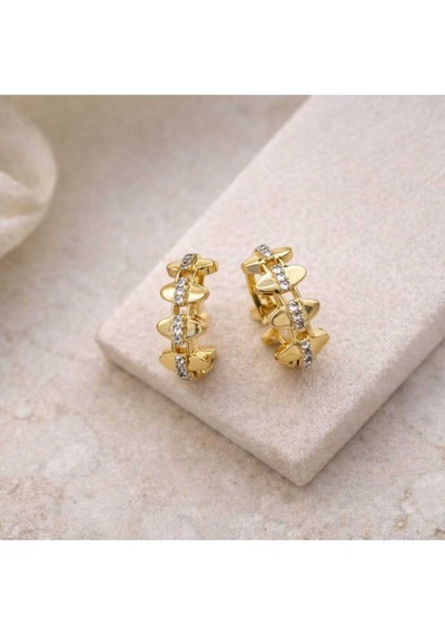 Gold Kaplama Taş Detaylı Küpe Gold