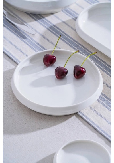 Acar Rumi Porselen Beyaz Yuvarlak Sunum Tabağı 18 Cm