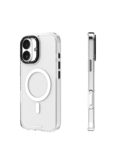 Apple Uyumlu iPhone 16 Kılıf Magsafe Şarj Özellikli Cam Arka Yüzey Tpu Youngkit Gemstone Serisi Kapak Şeffaf