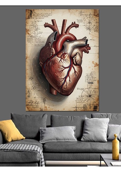 Ahşap Tablo Anatomik Kalp Ve Klasik Yazılar