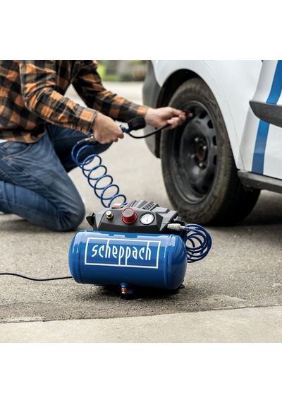 Scheppach HC06 1200W 8 Bar 6 L Yağsız Hava Kompresörü - 5906153901 Scheppach HC06 1200W 8 Bar 6 L Yağsız Hava Kompresörü - 5906153901