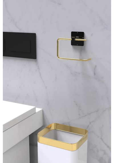Karteya Yapışkanlı Gold Tuvalet Kağıdı Tutacağı/tuvalet Wc Kağıtlık Gold