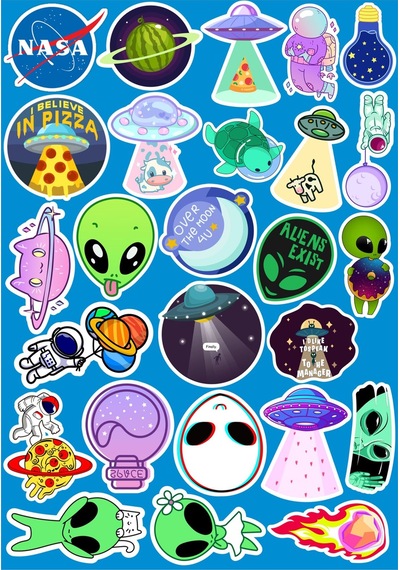 Space Uzay Seri 2 Sticker Seti Laptop Ajanda Pc Tablet Telefon Defter Etiket Bullet Journal Diğer