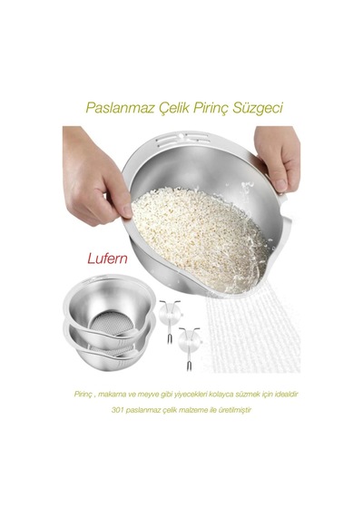 Paslanmaz Çelik Pirinç Süzgeci Pirinç Makarna Meyve Yemek Uzun Ömürlü Kullanım Kolaylığı Pratik Çok Renkli
