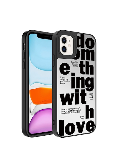 Kilifone - İphone 11 Uyumlu Kılıf Aynalı Desenli Kamera Korumalı Parlak Mirror Kapak - Love - T26780