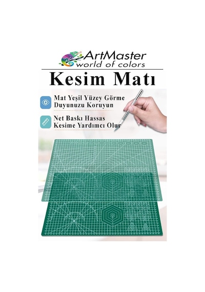 A3 Kesim Matı Ve Kretuar Seti 1 Adet 30x45 Cm Çift Taraflı Çizim Matı Kesim Tablası Kesim Altlığı Kesme Madı Proje