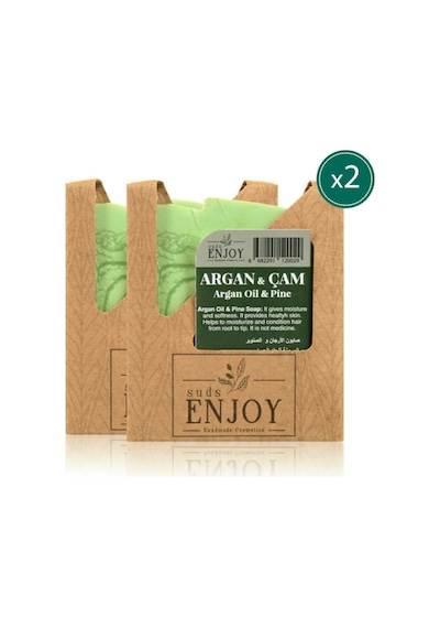 Suds Enjoy Doğal Argan Çam El Yapımı Yüz Saç ve Vücut Sabunu 2 x 100 G
