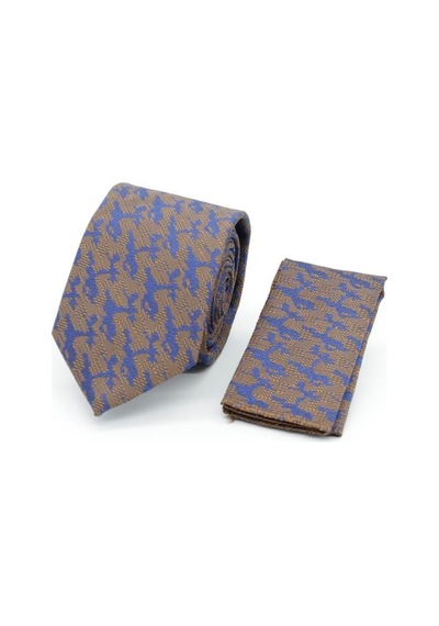 İmza Taba Desenli 6 Cm Kravat Taba