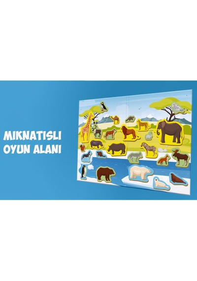 Calimera Toys Ahşap Mıknatıslı Seyahat Kitabı Vahşi Hayvanlar Oyunu