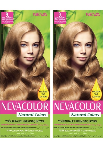 Neva Color Natural Color Saç Boyası 9 Çok Açık Sarı 2'li Set