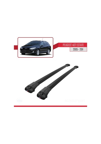Peugeot 407 Estate 2005-2011 Arası İle Uyumlu Ace-1 Ara Atkı Tavan Barı Siyah