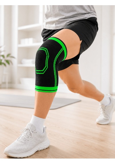 Nefes Alabilen Örme Sporcu Dizliği Esnek Yapılı Diz Tamamlayıcı Siyah Yeşil Düz Renkli