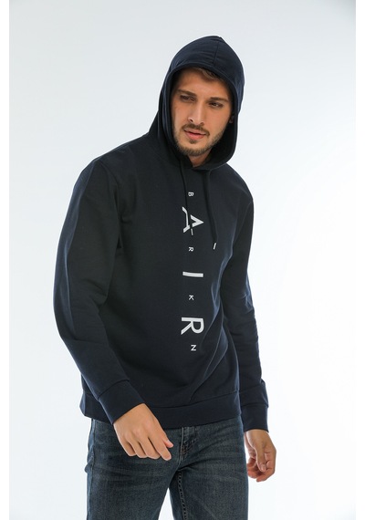 Süperlife Erkek Kapşonlu Regular Fit Air Baskılı İnce Sweatshirt Spr22sw162 Lacivert