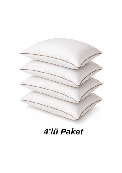 4 Adet Biyeli Yastık Vizon Serisi 1000gr Silikon Boncuk Elyaf Dolgulu 50x70cm Vizon Vizon