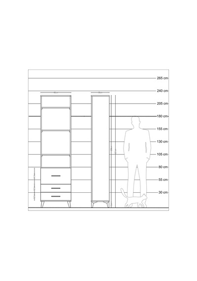 Arges Dolap 4 Raflı 3 Çekmeceli 60x30x221 Aytaşı-antrasit Aytaşı