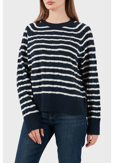 Tommy Hilfiger Bayan Kazak Ww0ww48394 0y7 Lacivert-beyaz Lacivert-beyaz