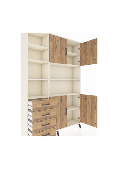 Arges Dolap 9 Raflı 4 Çekmeceli 4 Kapaklı 132x30x195 Aytaşı-ç... Aytaşı
