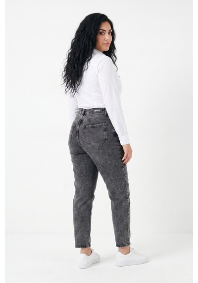 Dekploy Kadın Yüksek Bel Mom Fit Jean Pantolon Bgl-st05450 Füme