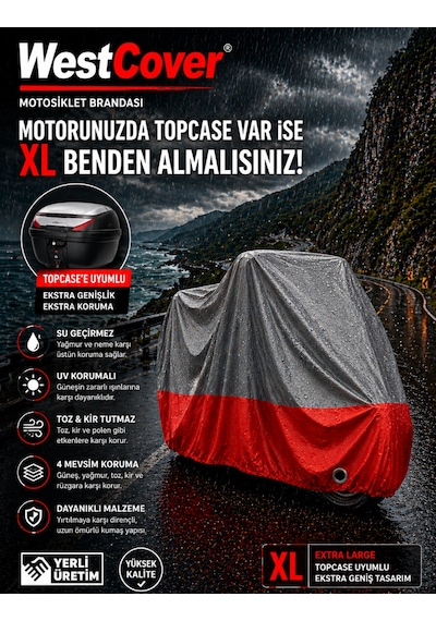 Honda Forza 250 Gri-kırmızı Parç. Motosiklet Branda Su-toz Geçirmez Motor Örtü