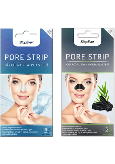 Pore Strip Siyah Nokta Bandı 2'li Paket Charcoal + Tea Tree Siyah Nokta Karşıtı Gözenek