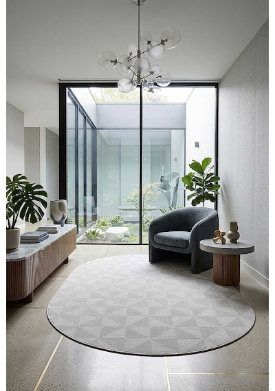 Kaymaz Yıkanabilir Doğal Dokulu Krem Dekoratif Sisal Oval Halı Siesta 1509