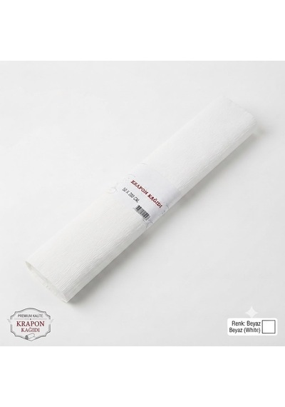 Premium Beyaz Krapon Süsleme Kağıdı 50x200 Cm 60 Gr Parti, Organizasyon Ve Okul Etkinlikleri İçin 1 Adet