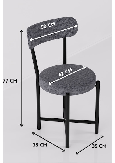 Sandalye 2 Adet Keten Kumaş Metal Ayak Modern Mutfak Sandalyesi Cafe Balkon Ofis Teddy Gri