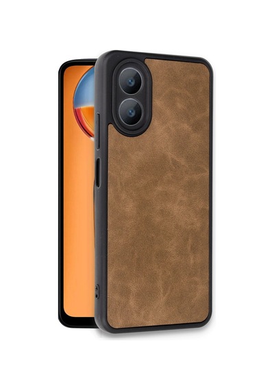Oppo A38 Kılıf Aras Deri Kapak - Taba -