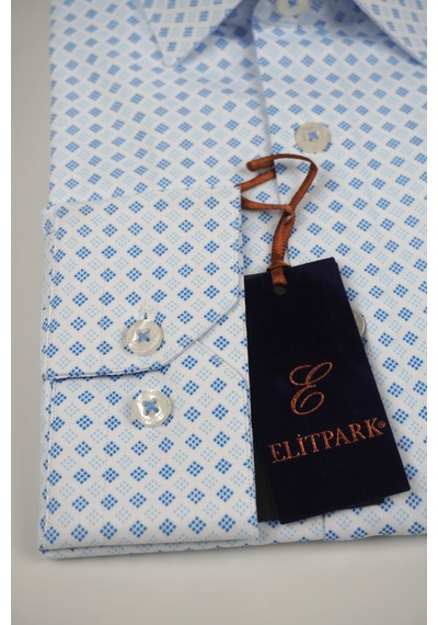 Elitpark Blue Point Pattern Pamuklu Cepli Klasik Fit Premium Erkek Gömlek Buz Mavisi - Mavi Nokta Desen Elitpark Blue Point Pattern Pamuklu Cepli Klasik Fit Premium Erkek Gömlek Buz Mavisi - Mavi Nokta Desen