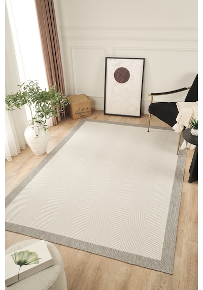 Sisalux 3086 Beyaz Gri Sisal Dokuma Jüt Kilim Hav Toz Vermez Halı Salon Mutfak Oturma Odası Halısı Beyaz - Gri