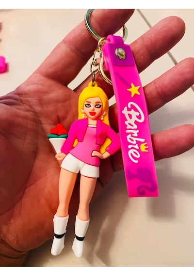 Barbie Bebek 3d Silikon Anahtarlık Pembe Karakter Çanta & Araba Süsü Karışık Model