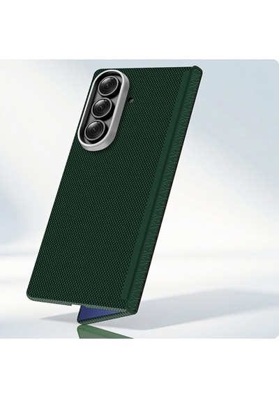 Samsung Uyumlu Galaxy Z Fold 7 Uyumlu Kılıf M-safe Şarj Özellikli Zore Paris Zerre Sert Pc Kapak Koyu Yeşil