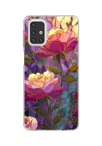 Samsung Galaxy M31s Uyumlu Renkli Mozaik Gül Tasarımlı Baskılı Silikon Kılıf