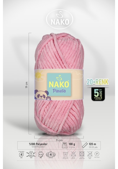 Panda - Pamuk Şeker 3121 - 5'li Paket - 100gr/120m - Kadife El Örgü İpi - Amigurumi Punch İpi