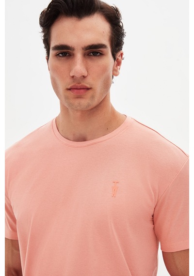 Twn Slim Fit Kil Düz Kabartma Baskılı T-shirt 4ec148551753m Kil