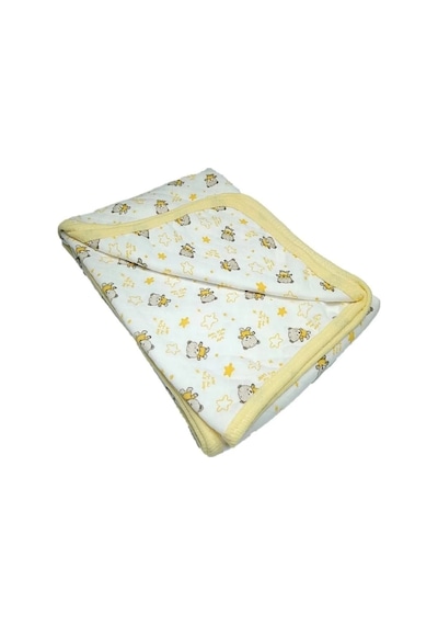 Vavbaby Ayıcık Desenli Bebek Tek Kat Kapitone Battaniye Kundak 80x90 Cm Sarı
