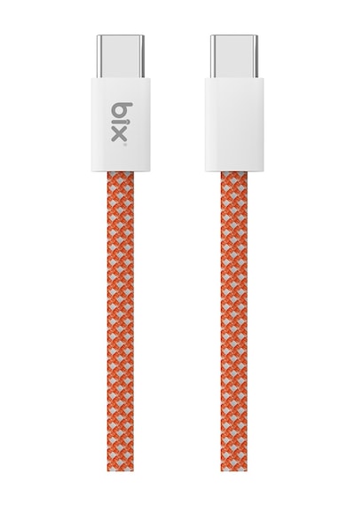Bix T4cc 65w Type-c To Type-c Örgülü Manyetik Tasarım Hızlı Şarj Ve Data Kablosu 1 Metre Turuncu