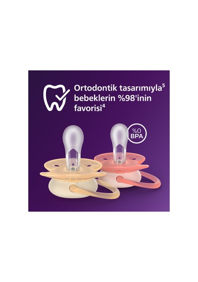 Ultra Soft Emzik, Ortodontik, Esnek Emzik Kalkanı, 0-6 Ay, Kız, Scf091/38 Pembe
