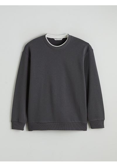 Lcw Vision Antrasit Bisiklet Yaka Erkek Kalın Sweatshirt