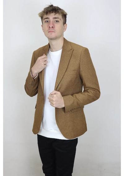 Dmctekstil Duayen Erkek Camel İtalyan Kesim Dar Kalıp Tek Düğme Yazlık Blazer Ceket
