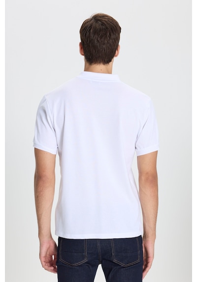 Ac&Co / Altınyıldız Classics Erkek Beyaz-beyaz Pamuklu Slim Fit Dar Kesim Polo Yaka Tişört