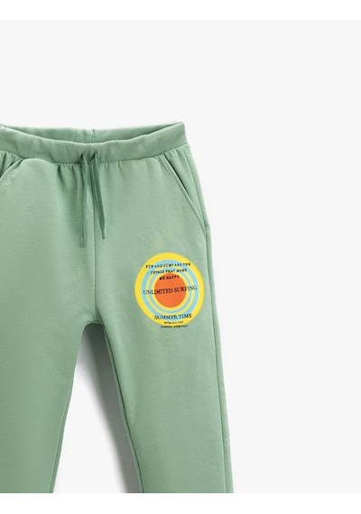 Koton Baskılı Jogger Eşofman Altı Beli Bağcıklı Cepli Ada Çayı 2skb40119tk Açık Yeşil