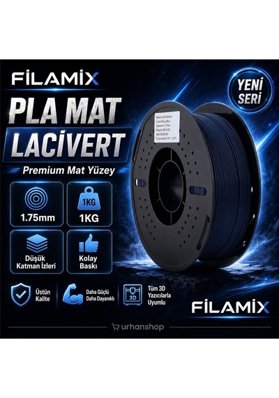 Filamix Pla Mat Lacivert Filament 1.75mm 1kg Mat Yüzey Kalitesi