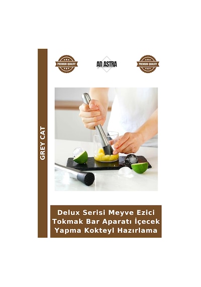 Delux Serisi Meyve Ezici Tokmak Bar Aparatı İçecek Yapma Kokteyl Hazırlama