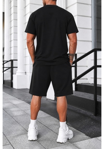 Cool Tarz Erkek Oversize Basic Tişört Şort Takımı %100 Pamuk Yazlık Rahat Günlük İkili Takım Siyah Siyah Cool Tarz Erkek Oversize Basic Tişört Şort Takımı %100 Pamuk Yazlık Rahat Günlük İkili Takım Siyah Siyah