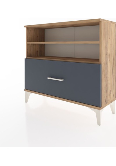 Arges Şifonyer 2 Raflı Tek Çekmeceli 88x30x80 Çam-antrasit Atlas Çam