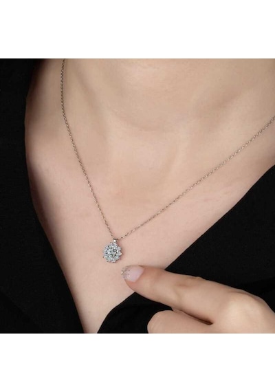 Swarovski Taşlı Gümüş Tektaş Kadın Kolye (520619832)